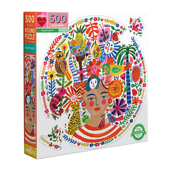 Eeboo Piece And Love Positivity 500 Piece Round  Circle Jigsaw Puzzle
