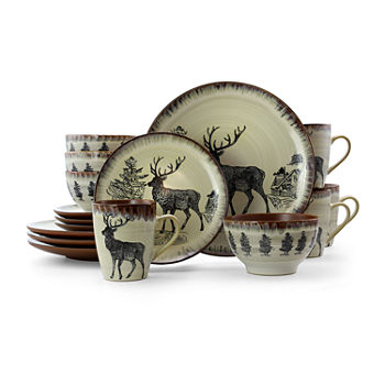 Elama Majestic Elk 16-pc. Stoneware Dinnerware Set