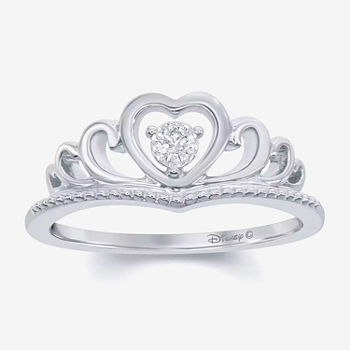 Enchanted Disney Fine Jewelry Diamond Accent Sterling Silver "Disney Princess" Crown with Heart Ring
