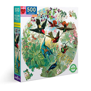 Eeboo Piece And Love Hummingbirds 500 Piece Round Circle Jigsaw Puzzle
