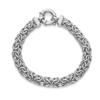 Made in Italy Sterling Silver 7.5 Inch Semisolid Byzantine Chain Bracelet