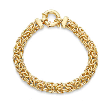 Made in Italy 14K Gold Over Silver 7.5 Inch Semisolid Byzantine Chain Bracelet
