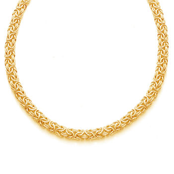 Made in Italy 14K Gold Over Silver 20 Inch Semisolid Byzantine Chain Necklace