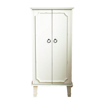 Hives And Honey Cabby Lockable Antique White Jewelry Armoire