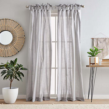 CHF 100% Cotton Sheer Tie Top Curtain Panel