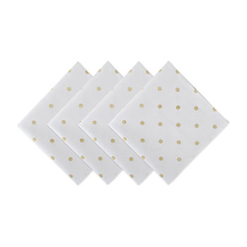 Design Imports Metallic White/Gold Polka Dot 4-pc. Napkins