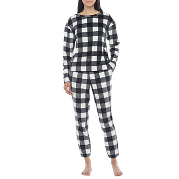 Sleep Chic Velour Womens Petite Long Sleeve 2-pc. Pant Pajama Set