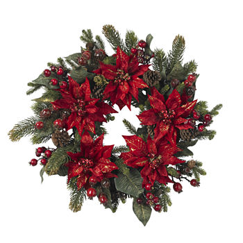 Nearly Natural 24in Indoor Christmas Wreath