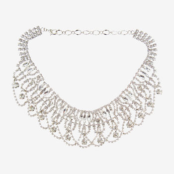 Vieste Rosa Silver Tone Pave 12 Inch Link Statement Necklace
