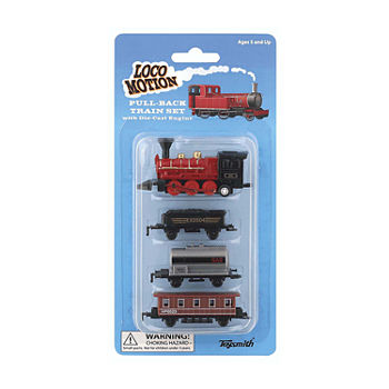 Toysmith Mini Pull-Back Train Set (Assorted Styles) 4-pc. Train
