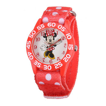 Disney Minnie Mouse Kids Red Printed Nylon Strap Watch