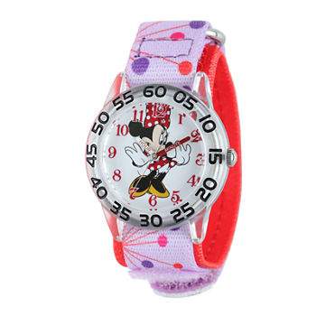 Disney Minnie Mouse Kids Pink Printed Nylon Strap Watch
