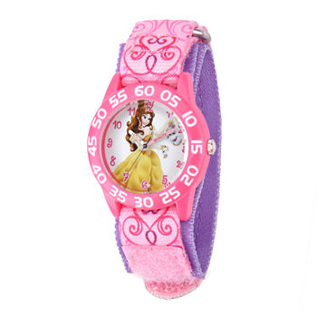 Disney Belle  Kids Pink Printed Nylon Strap Watch