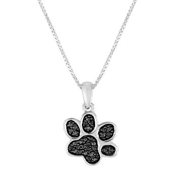 1/10 CT. T.W. Color-Enhanced Black Diamond Sterling Silver Paw Pendant Necklace