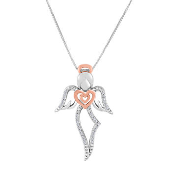 ForeverMine® 1/10 CT. T.W. Diamond Two-Tone Angel Pendant Necklace