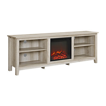 70" Wood Media TV Stand Console with Electric Fireplace