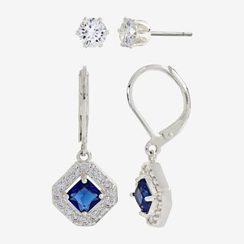 Sparkle Allure 2 Pair Crystal Square Earring Set