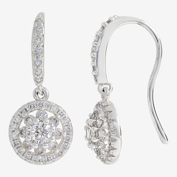 Sparkle Allure Cubic Zirconia Pure Silver Over Brass Round Drop Earrings