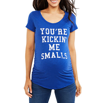 Motherhood Maternity Maternity Womens Scoop Neck Short Sleeve Graphic T-Shirt