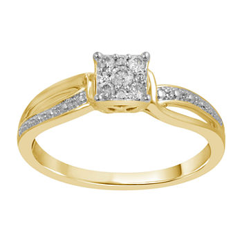 Womens 1/6 CT. T.W. Genuine White Diamond 10K Gold Promise Ring