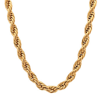 18K Gold Over Stainless Steel 30 Inch Semisolid Rope Chain Necklace