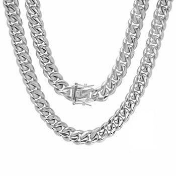 Stainless Steel 30 Inch Semisolid Box Chain Necklace