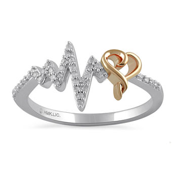 Womens 1/7 CT. T.W. Genuine White Diamond 14K Rose Gold Over Silver Heart Delicate Stackable Ring