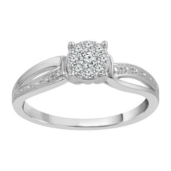 Promise My Love Womens 1/6 CT. T.W. Genuine White Diamond Sterling Silver Round Promise Ring