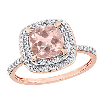 Womens 1/10 CT. T.W. Genuine Pink Morganite 14K Rose Gold Cocktail Ring