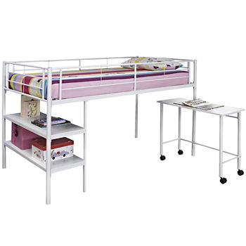 Pearson Twin Loft Bed With Desk and Shelves