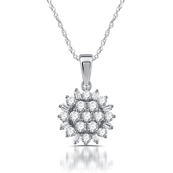 Diamond Blossom Starburst Womens 1/2 CT. T.W. Genuine White Diamond 10K Gold Star Pendant Necklace