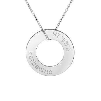 Womens Sterling Silver Circle Pendant Necklace