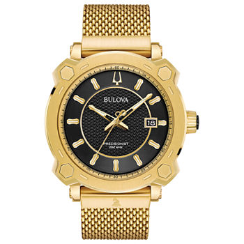 Bulova Precisionist Grammy Mens Gold Tone Stainless Steel Bracelet Watch 97b163