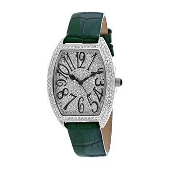 Christian Van Sant Womens Green Leather Strap Watch Cv4821g