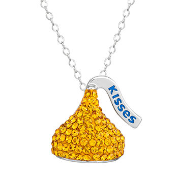 Hershey's Kiss Girls Lab Created Orange Crystal Sterling Silver Pendant Necklace