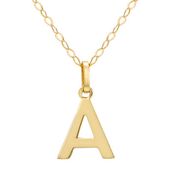Letter "A" Girls 14K Gold Pendant Necklace