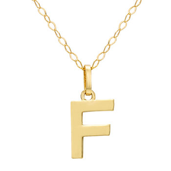 Letter "F" Girls 14K Gold Pendant Necklace