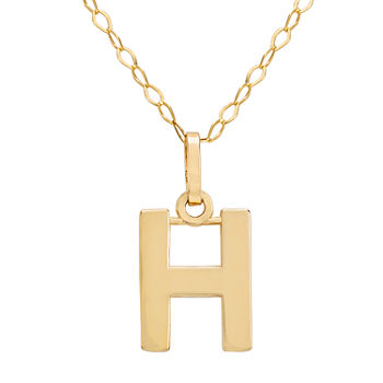 Letter "H" Girls 14K Gold Pendant Necklace