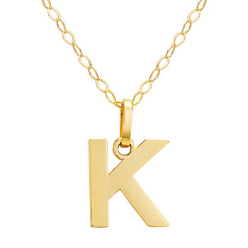 Letter "K" Girls 14K Gold Pendant Necklace