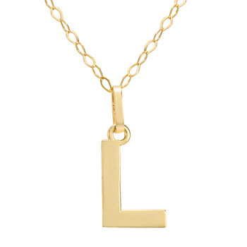 Letter "L" Girls 14K Gold Pendant Necklace