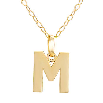 Letter "M" Girls 14K Gold Pendant Necklace