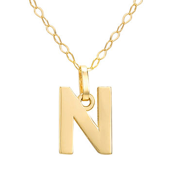 Letter "N" Girls 14K Gold Pendant Necklace
