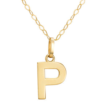 Letter "P" Girls 14K Gold Pendant Necklace