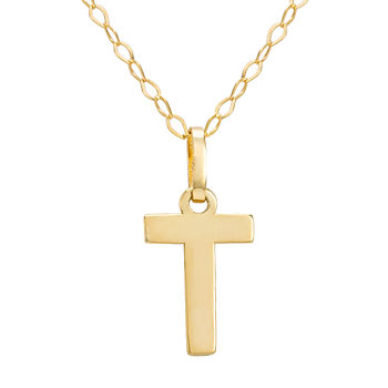 Letter "T" Girls 14K Gold Pendant Necklace
