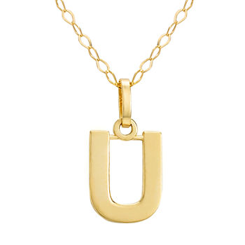Letter "U" Girls 14K Gold Pendant Necklace