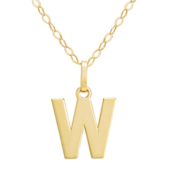 Letter "W" Girls 14K Gold Pendant Necklace
