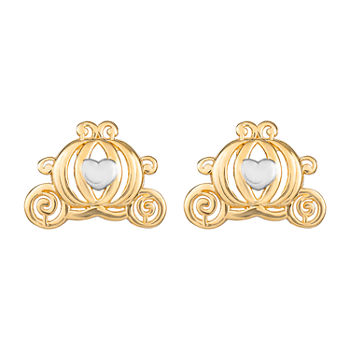 Disney 14K Gold 7.2mm Cinderella Princess Stud Earrings