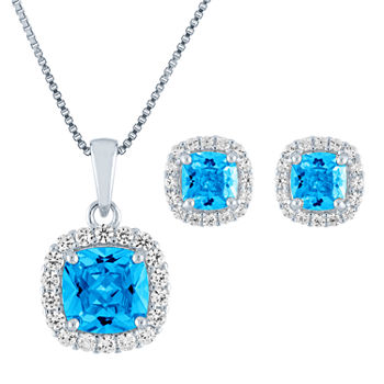 Genuine Blue Topaz Sterling Silver 2-pc. Jewelry Set
