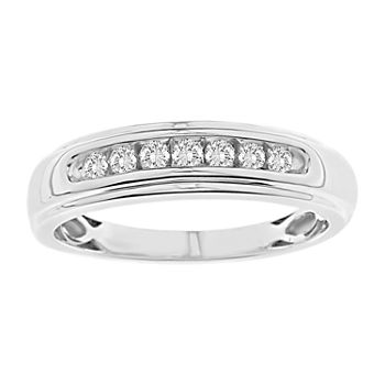 Mens 1/4 CT. T.W. Genuine White Diamond 10K White Gold Wedding Fashion Ring