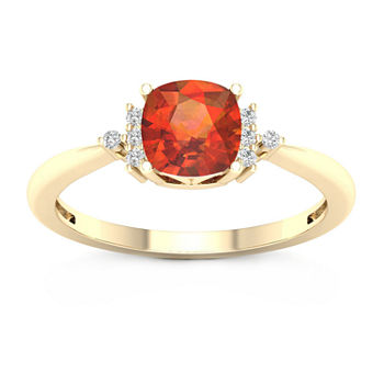 Womens Diamond Accent Genuine Orange Citrine 10K Gold Cocktail Ring
